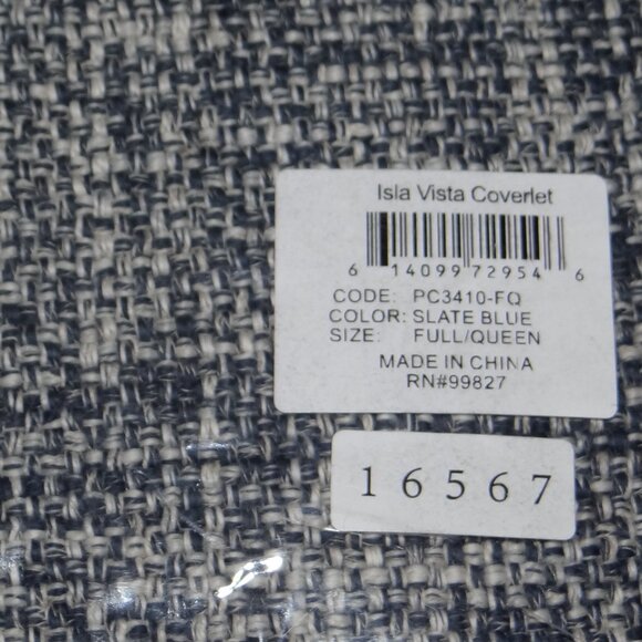 ANNIE SELKE Isla Vista Full Queen cotton/linen tassel coverlet Slate Blue New - Picture 5 of 5